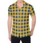 Blue And Yellow Buffalo Check Print Men's Shirt