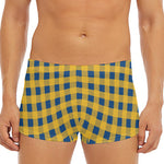Blue And Yellow Buffalo Check Print Men's Short Boxer Briefs