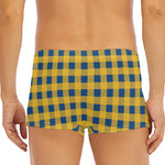 Blue And Yellow Buffalo Check Print Men's Short Boxer Briefs