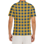 Blue And Yellow Buffalo Check Print Men's Short Sleeve Rash Guard
