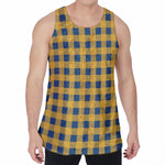 Blue And Yellow Buffalo Check Print Men's Velvet Tank Top