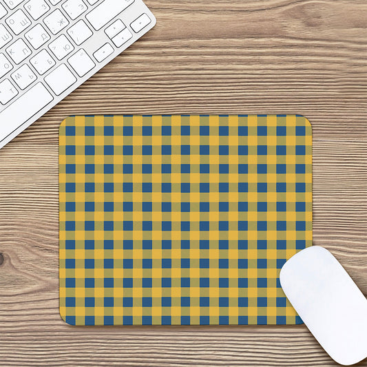 Blue And Yellow Buffalo Check Print Mouse Pad
