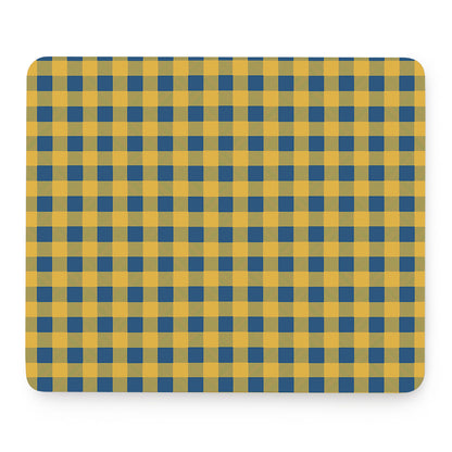 Blue And Yellow Buffalo Check Print Mouse Pad