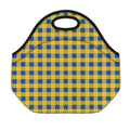 Blue And Yellow Buffalo Check Print Neoprene Lunch Bag
