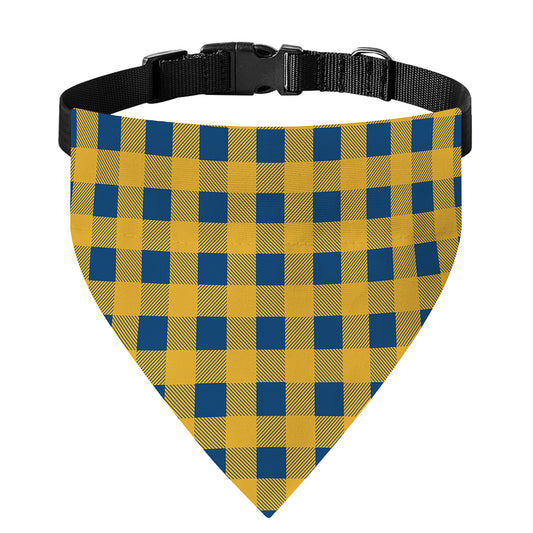 Blue And Yellow Buffalo Check Print Over The Collar Dog Bandana