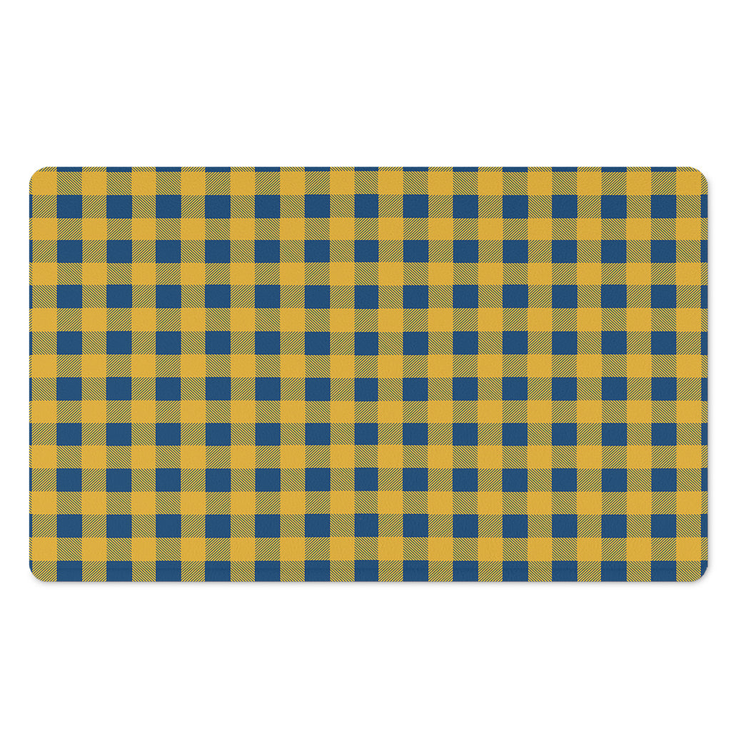 Blue And Yellow Buffalo Check Print Polyester Doormat