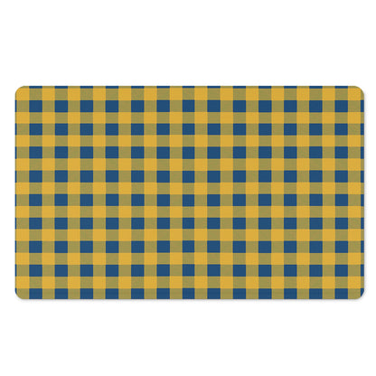 Blue And Yellow Buffalo Check Print Polyester Doormat