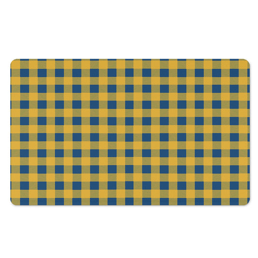 Blue And Yellow Buffalo Check Print Polyester Doormat