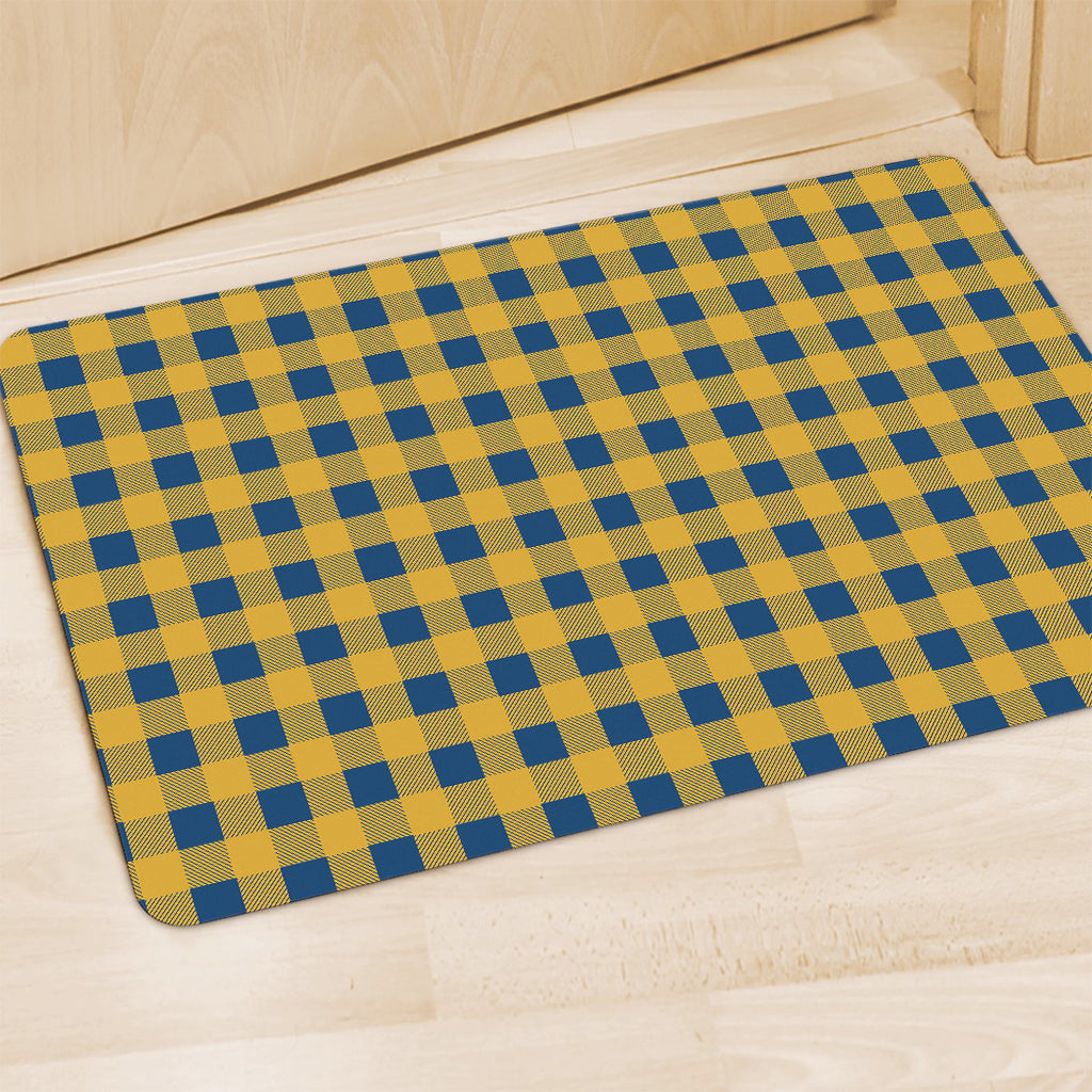 Blue And Yellow Buffalo Check Print Polyester Doormat