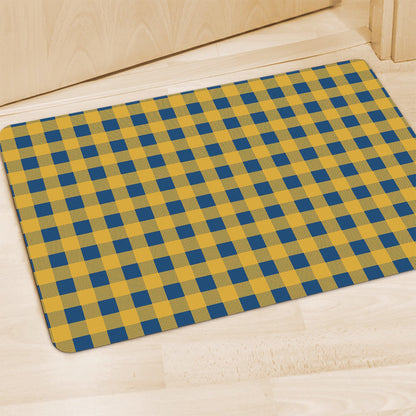 Blue And Yellow Buffalo Check Print Polyester Doormat