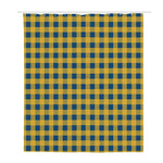 Blue And Yellow Buffalo Check Print Polyester Shower Curtain