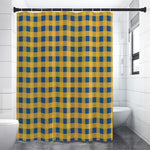 Blue And Yellow Buffalo Check Print Premium Shower Curtain