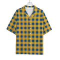 Blue And Yellow Buffalo Check Print Rayon Hawaiian Shirt