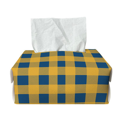 Blue And Yellow Buffalo Check Print Rectangle Tissue Box Cover
