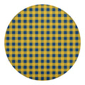 Blue And Yellow Buffalo Check Print Round Blanket