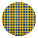 Blue And Yellow Buffalo Check Print Round Blanket