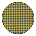 Blue And Yellow Buffalo Check Print Round Floor Mat