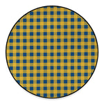 Blue And Yellow Buffalo Check Print Round Floor Mat