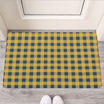 Blue And Yellow Buffalo Check Print Rubber Doormat