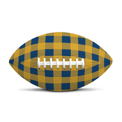 Blue And Yellow Buffalo Check Print Rugby Ball