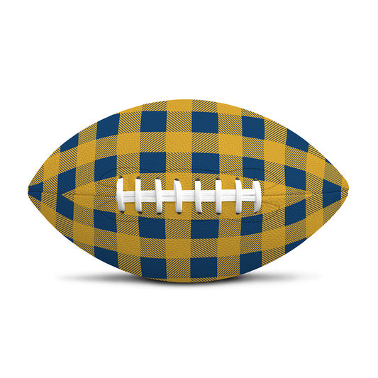 Blue And Yellow Buffalo Check Print Rugby Ball