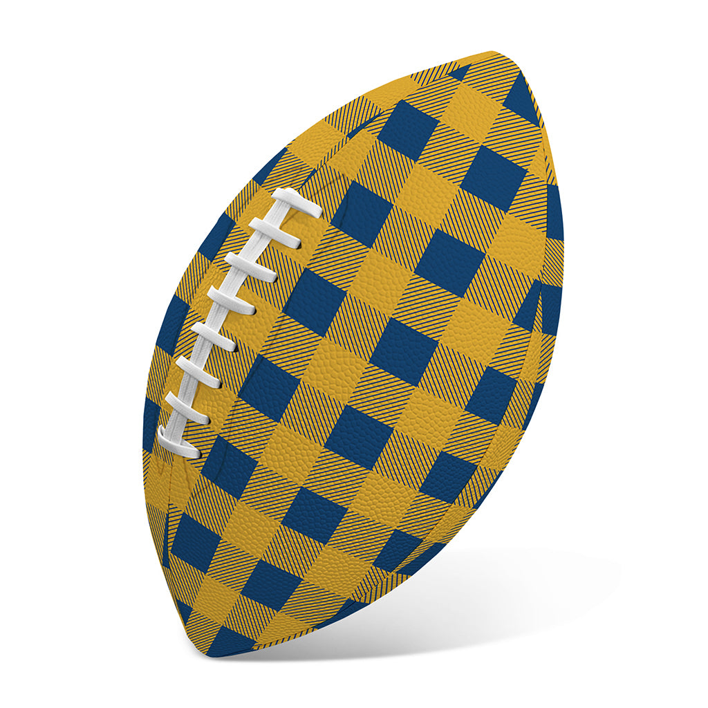 Blue And Yellow Buffalo Check Print Rugby Ball