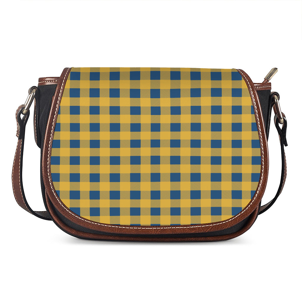 Blue And Yellow Buffalo Check Print Saddle Bag