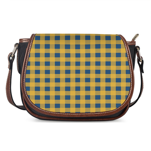 Blue And Yellow Buffalo Check Print Saddle Bag