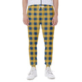 Blue And Yellow Buffalo Check Print Joggers