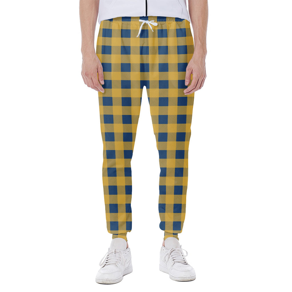Blue And Yellow Buffalo Check Print Scuba Joggers