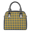 Blue And Yellow Buffalo Check Print Shoulder Handbag