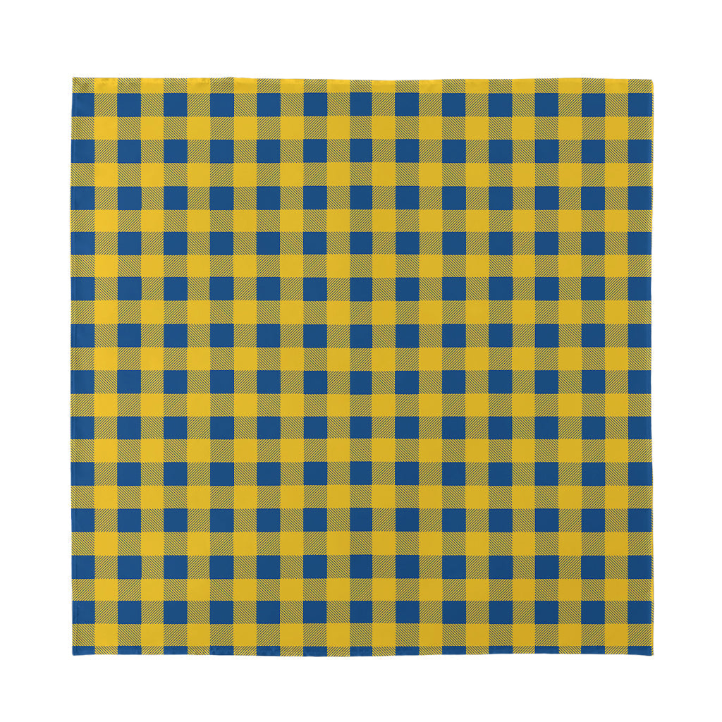Blue And Yellow Buffalo Check Print Silk Bandana