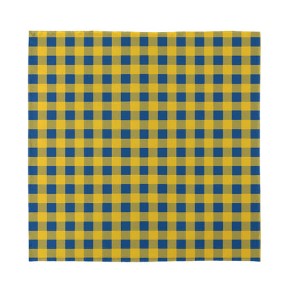 Blue And Yellow Buffalo Check Print Silk Bandana