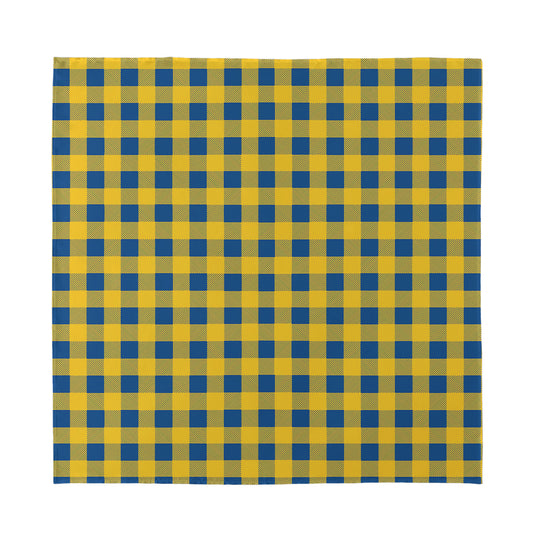 Blue And Yellow Buffalo Check Print Silk Bandana