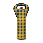 Blue And Yellow Buffalo Check Print Single Neoprene Wine Tote