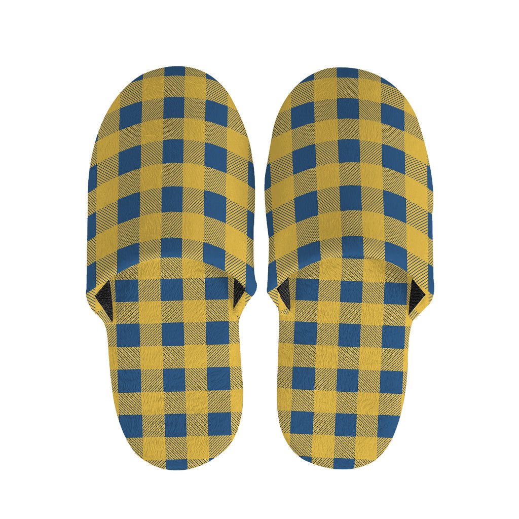 Blue And Yellow Buffalo Check Print Slippers