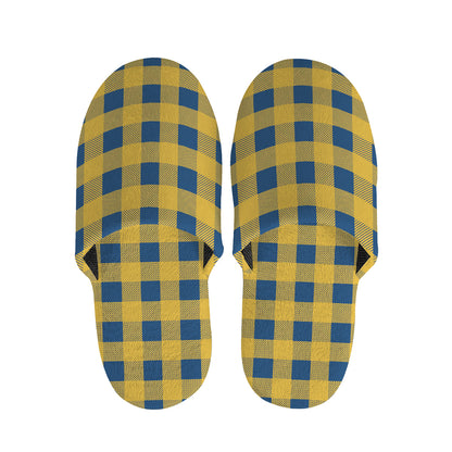 Blue And Yellow Buffalo Check Print Slippers
