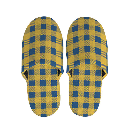 Blue And Yellow Buffalo Check Print Slippers
