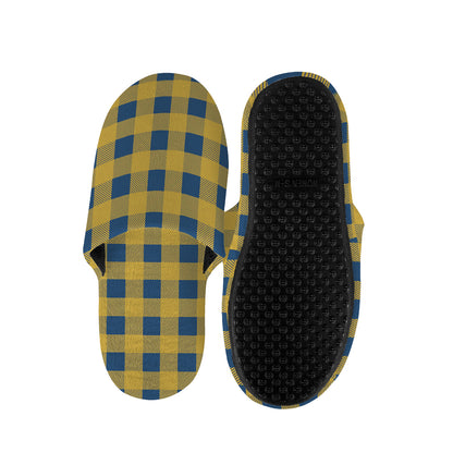 Blue And Yellow Buffalo Check Print Slippers