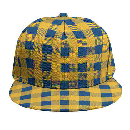 Blue And Yellow Buffalo Check Print Snapback Cap