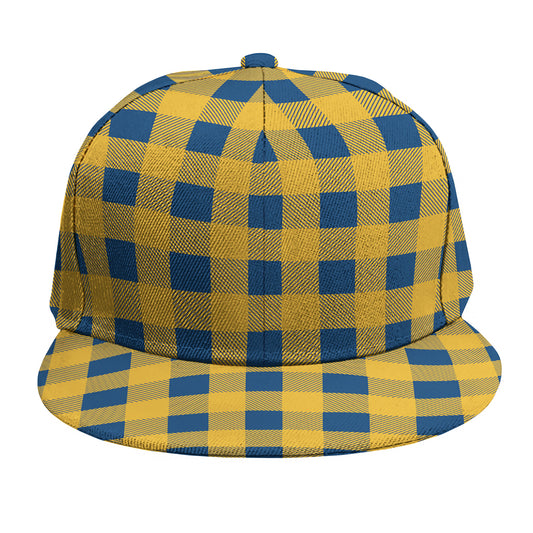 Blue And Yellow Buffalo Check Print Snapback Cap