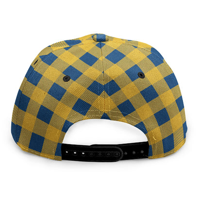 Blue And Yellow Buffalo Check Print Snapback Cap