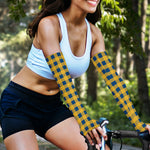 Blue And Yellow Buffalo Check Print Sun Protection Arm Sleeves