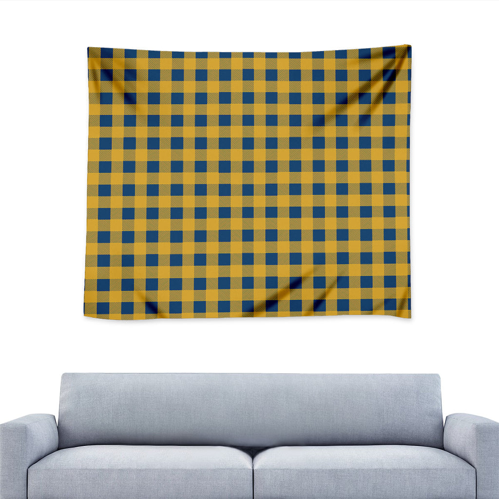 Blue And Yellow Buffalo Check Print Tapestry