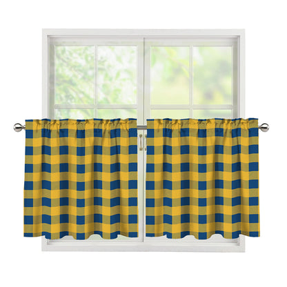 Blue And Yellow Buffalo Check Print Tier Curtains