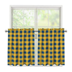 Blue And Yellow Buffalo Check Print Tier Curtains