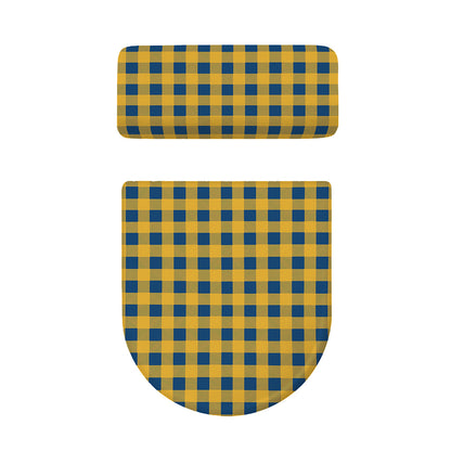 Blue And Yellow Buffalo Check Print Toilet Lid And Tank Cover Set
