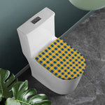 Blue And Yellow Buffalo Check Print Toilet Lid Cover