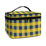 Blue And Yellow Buffalo Check Print Travel Makeup Bag