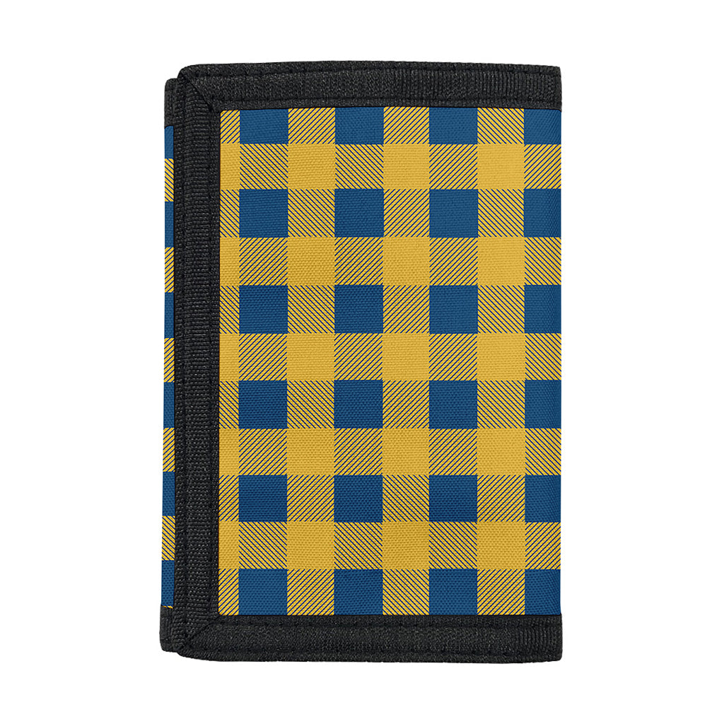 Blue And Yellow Buffalo Check Print Trifold Wallet